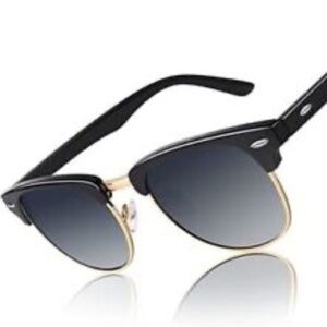 Semi Rimless Polarised Sunglasses Classic Horn Rimmed Frame UV400